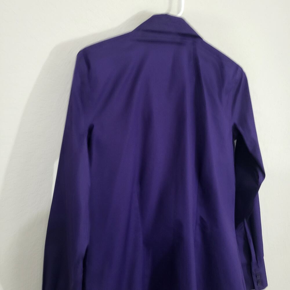 Button Down Shirt Chicos 0 Women Small 4 Purple Long Sleeve Cotton Tunic Length - Picture 10 of 11